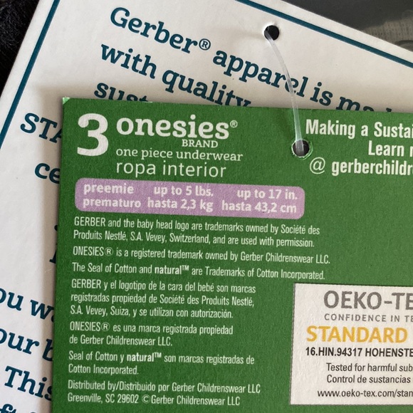 Gerber 3 Piece Onesie Set Fox Size Preemie NEW - Picture 7 of 9